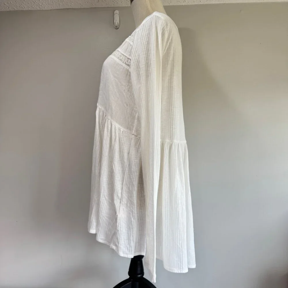 FREE PEOPLE Pretty Please Tunic Top in Ivory